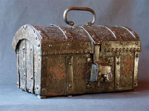 15th century metal stamped caffered box|Metal Boxes, Caskets, and Coffers .